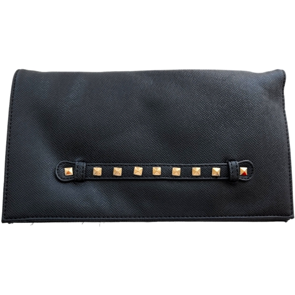 Studded Strap Black Clutch